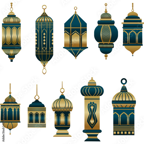 Islamic Lantern Vector Set for Ramadan and Eid, Islamic Lantern Illustration Set