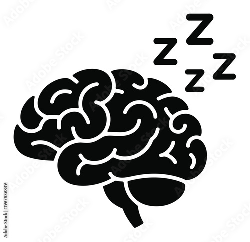 Black Silhouette of a Sleeping Brain with Zzz Symbols