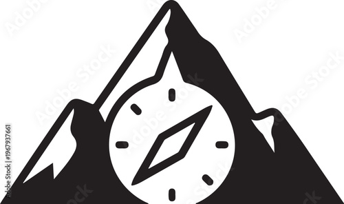 Mountain Compass Adventure – Outdoor Navigation Exploration Illustration
