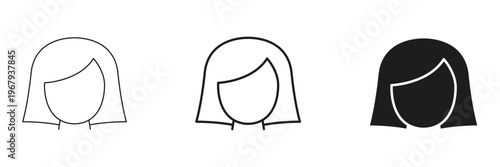 Female Avatar Line And Solid Icon Set. User Profile, Identity, And Social Media Outline And Silhouette Symbol Collection. Isolated Vector Illustration