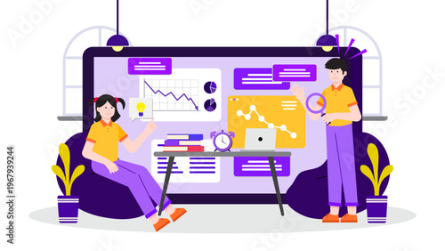 Corporate crisis communication strategy concept featuring team analyzing financial decline and developing a recovery plan