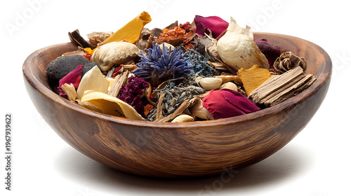 dried flowers in a bowl
