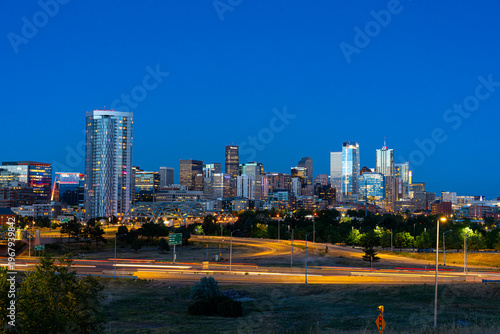 Принти на полотні Between day and night, the Mile High City holds its breath in blue light