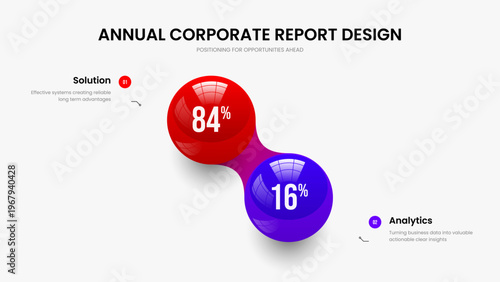 Enterprise Review Frame Layout Vector Illustration. Sales Briefing Two Step Chart Slide Template. Consulting Report 2 Option Diagram Slideshow Design.