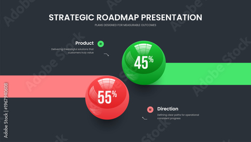 Colorful Proposal Frame Template Vector Illustration. Modern Briefing 2 Element Chart Slide Layout. Medical Visualization Two Option Diagram Presentation Design.