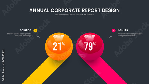 Project Forecast Two Step Infographic Slide Template. Visual Insight Slideshow Design Vector Illustration. Simple Proposal 2 Option Diagram Frame Layout.