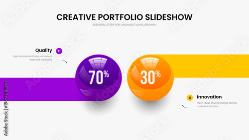 Product Forecast Frame Design Vector Illustration. Science Analysis Two Option Chart Slide Template. Medical Campaign 2 Element Diagram Slideshow Layout.