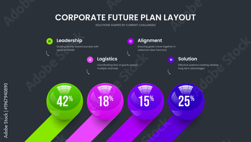 Creative Development Four Element Diagram Frame Template. Colorful Growth 4 Step Graph Slideshow Design. Elegant Performance Presentation Layout Vector Illustration.