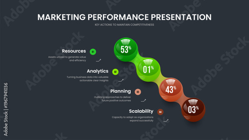 Minimal Introduction Four Element Chart Slideshow Layout. Simple Visualization 4 Option Infographic Slide Template. Colorful Growth Presentation Design Vector Illustration.