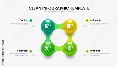 Sales Analysis Frame Design Vector Illustration. Minimal Forecast 4 Option Chart Presentation Layout. Medical Launch Four Step Infographic Slide Template.
