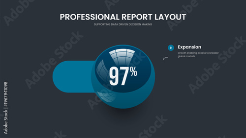 Colorful Showcase Slide Design Vector Illustration. Service Forecast One Element Graph Frame Layout. Investor Innovation 1 Option Infographic Presentation Template.