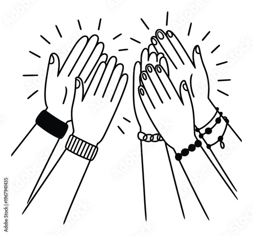 Of hands clapping with radiating lines, symbolizing applause and celebration