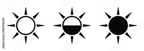 Three sun showing different levels of brightness or phases