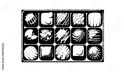 Spilled colorful chocolates from gift box vector illustration