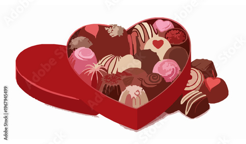 Top view colorful holiday chocolates vector illustration