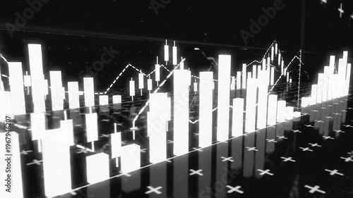 Abstract Bar Chart Data Visualization 3D Render