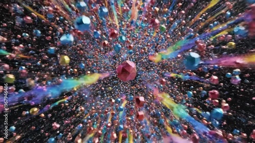 Abstract Exploding Particles and Geometric Shapes