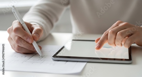 Modern professional work stylus, tablet, and paper