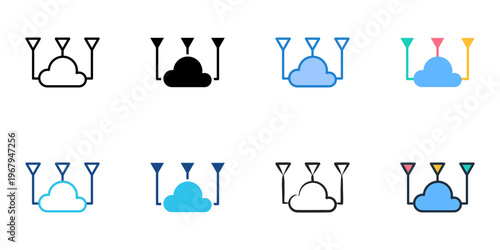Interoperability icons set multiple style collection. Editable stroke 
