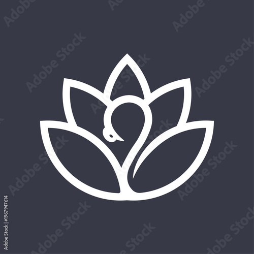 Swan lotus logo design template