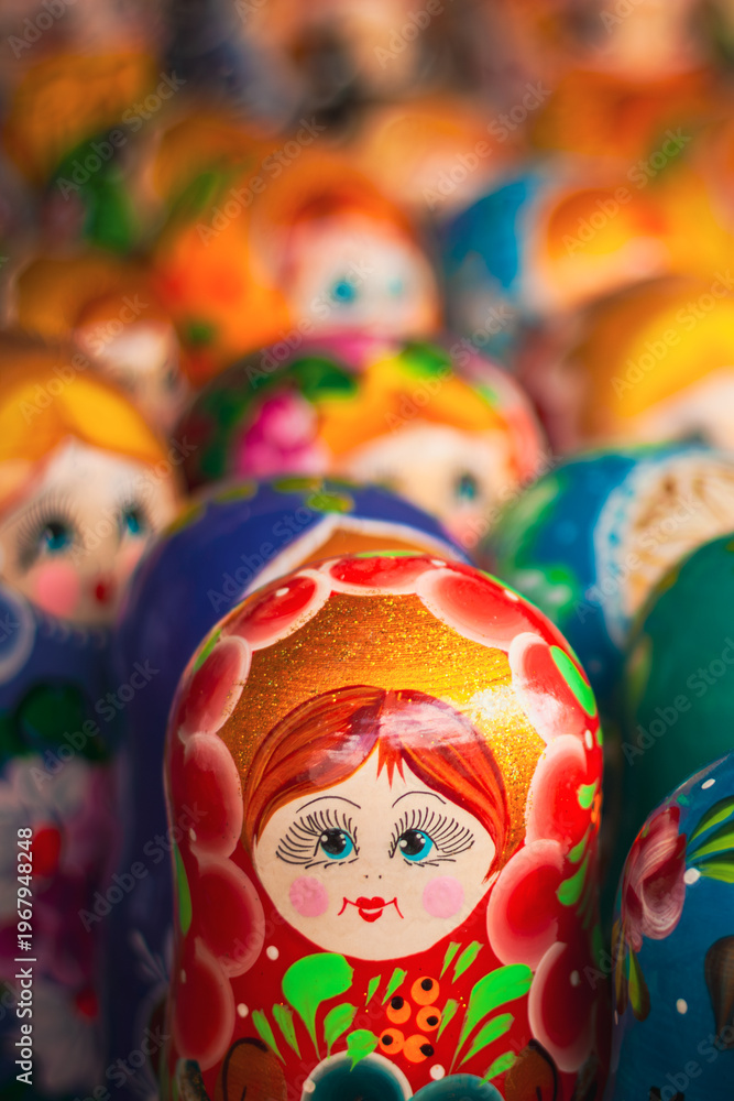 Fototapeta premium Colorful Russian Nesting Dolls The Market
