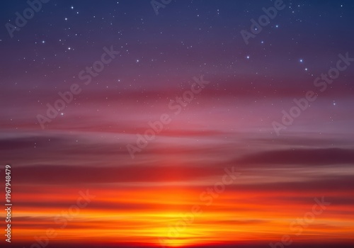 A sunset with stars in the sky