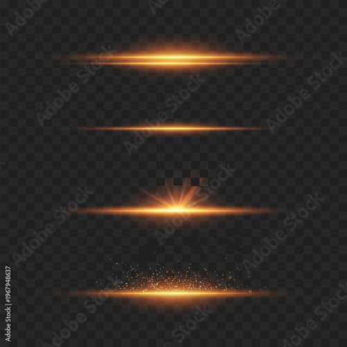 Tableau sur toile Realistic Golden Light Streak Set