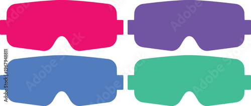 Colorful sleep masks vector set, four vibrant eye masks for relaxation and travel, comfortable bedtime accessories, essential for good sleep hygiene