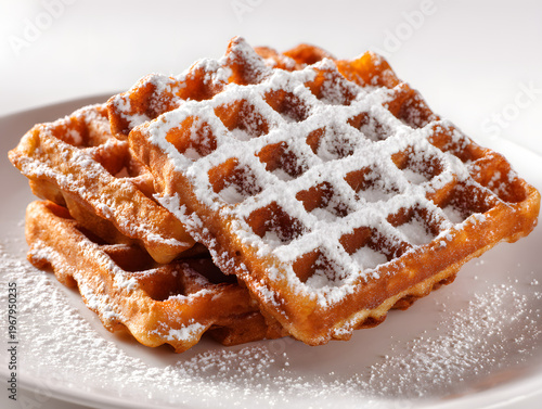 Belgian waffles with icing.