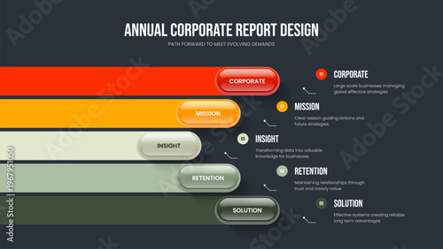 Financial Strategy Frame Layout Vector Illustration. Creative Growth Five Option Infographic Slide Design. Business Visualization 5 Step Diagram Presentation Template.