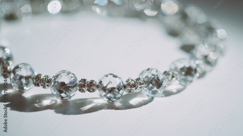 Obraz premium Elegant crystal beaded necklace with shimmering accents and bright reflections