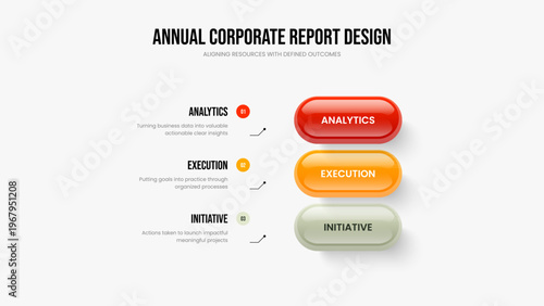 Creative Insight Frame Design Vector Illustration. Digital Launch 3 Step Diagram Slideshow Layout. Market Plan Three Element Infographic Slide Template.