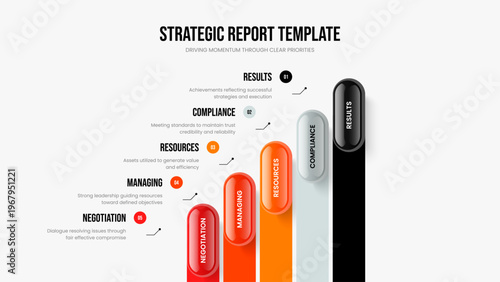 Consulting Visualization Presentation Layout Vector Illustration. Product Growth Five Element Diagram Slideshow Template. Marketing Innovation 5 Step Infographic Frame Design.