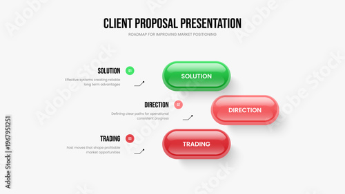Consulting Strategy 3 Option Diagram Slideshow Design. Professional Launch Three Element Infographic Frame Layout. Creative Portfolio Presentation Template Vector Illustration.