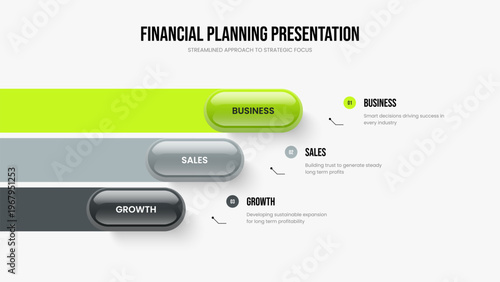Advertising Review 3 Option Diagram Presentation Layout. Company Forecast Slideshow Template Vector Illustration. Business Launch Three Element Infographic Frame Design.
