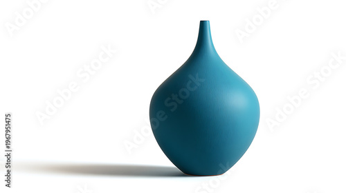 Blue vase with modern decor plant isolated