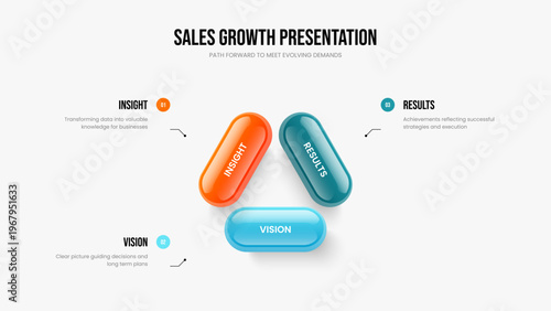 Product Introduction Presentation Design Vector Illustration. Marketing Solution 3 Option Diagram Frame Template. Company Report Three Step Infographic Slideshow Layout.