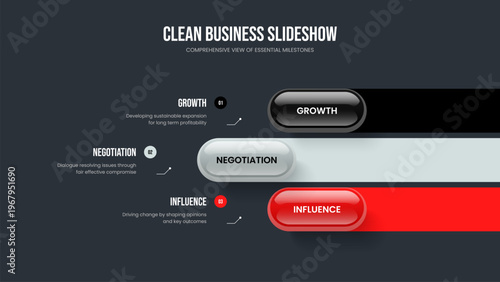 Project Insight Slide Template Vector Illustration. Advertising Proposal Three Option Diagram Slideshow Design. Creative Visualization 3 Element Infographic Frame Layout.