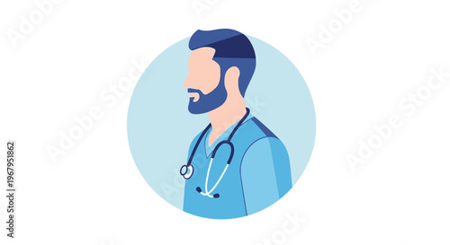 Professional male doctor with stethoscope in medical uniform