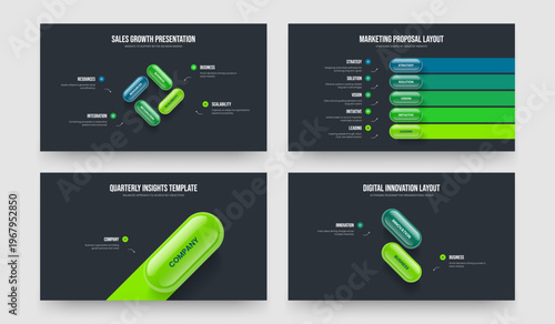 Corporate Proposal Four Five One Two Step Infographic Presentation Design Vector Illustration Bundle. Financial Solution 4 5 1 2 Element Diagram Frame Layout Set.