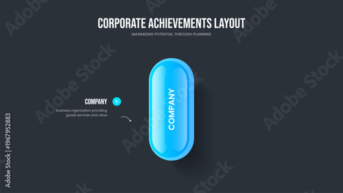 Market Growth Presentation Template Vector Illustration. Investor Planning One Element Infographic Slide Design. Company Plan 1 Option Diagram Frame Layout.
