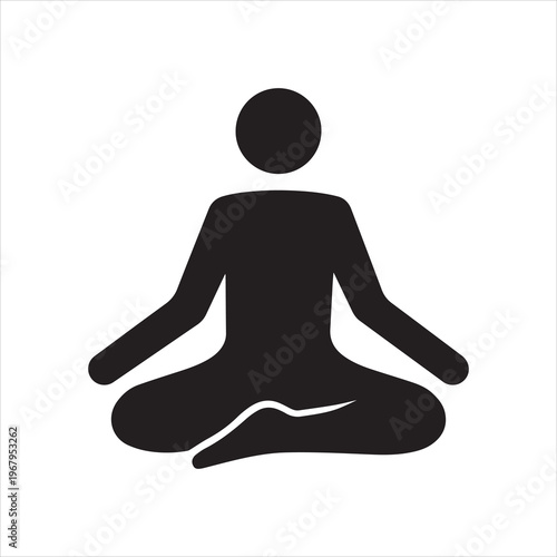 A person meditating in a state of zen calmness flat vector icon for yoga meditation apps and websites