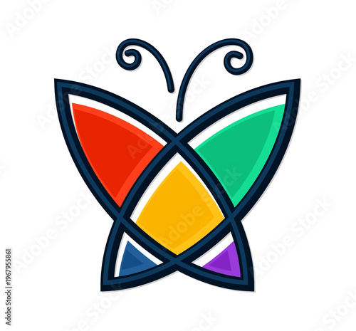 The symbol of butterfly with color wings.