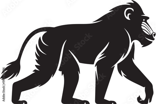 Mandrill primate black silhouette icon