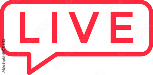 Red Live Streaming Icon in Speech Bubble for Social Media and Video Content