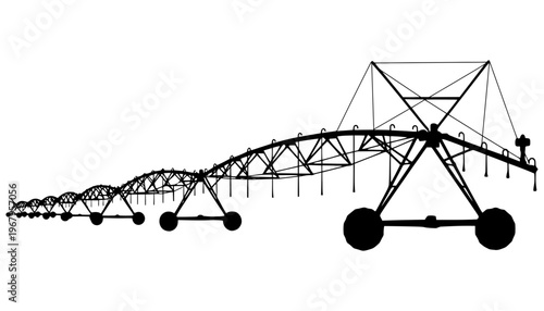 Irrigation system center pivot silhouette vector illustration for agriculture