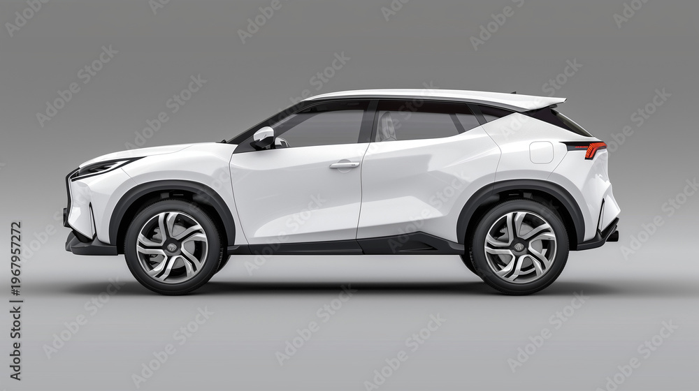 Obraz premium Realistic Vector Illustration of a Modern Hybrid Compact SUV.