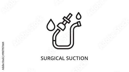Surgical Suction Machine Icon Depicting Medical Aspiration Equipment with Tubing and Fluid Droplets, Ideal for Illustrating Operating Room Procedures, Surgical Tools, and Clinical Drainage Systems