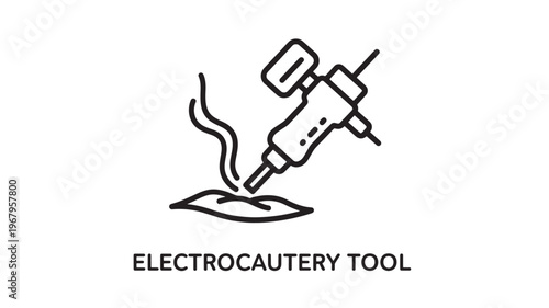 Clean line art icon illustrating an electrocautery tool creating a precise surgical incision. Ideal for medical technology, surgical procedures, and healthcare-related content.