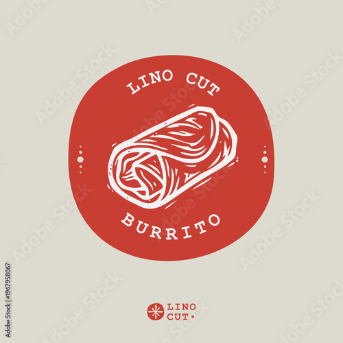 Modern Minimalist Burrito food Vector, Linocut Style Graphic for Brand Identity.